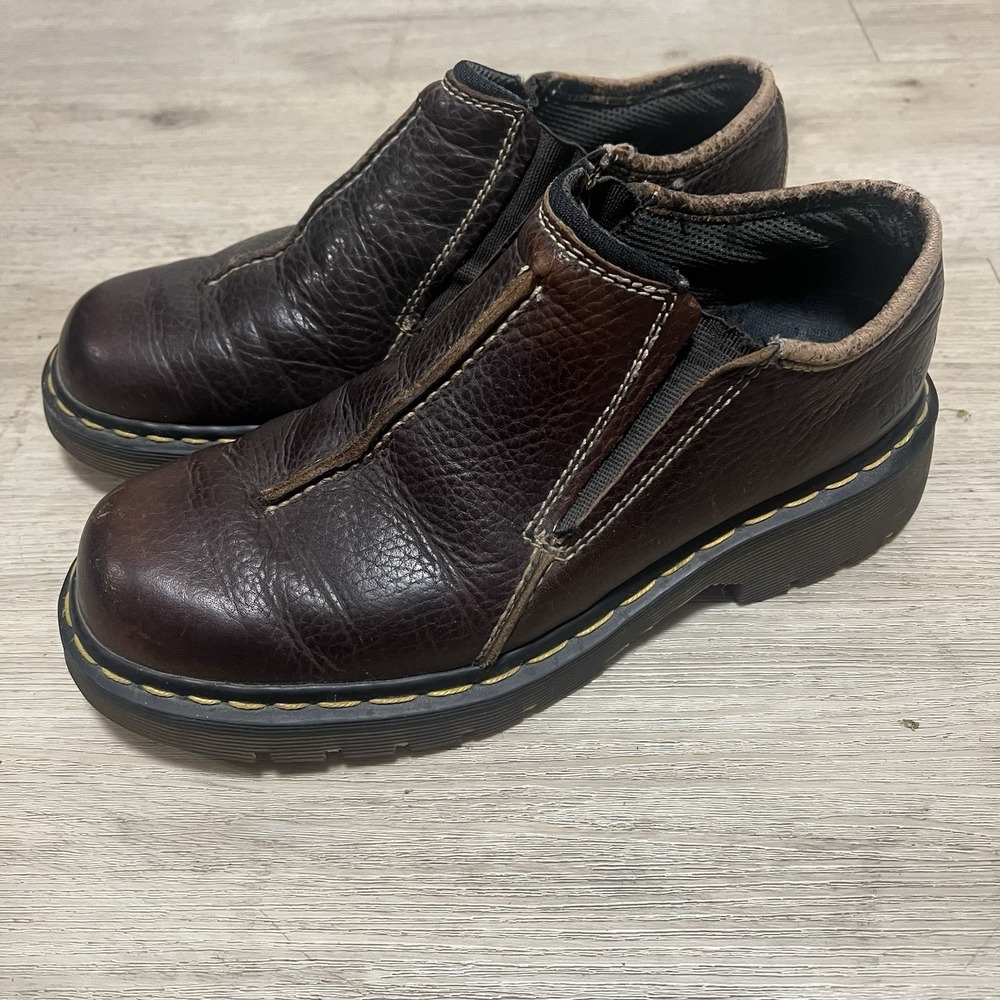 Dr Martens 9729 Brown Leather Mens Sz 8 Made In England Slip On Shoes Punk Oi!‎